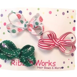 Christmas color hair bow set hairbow nwt